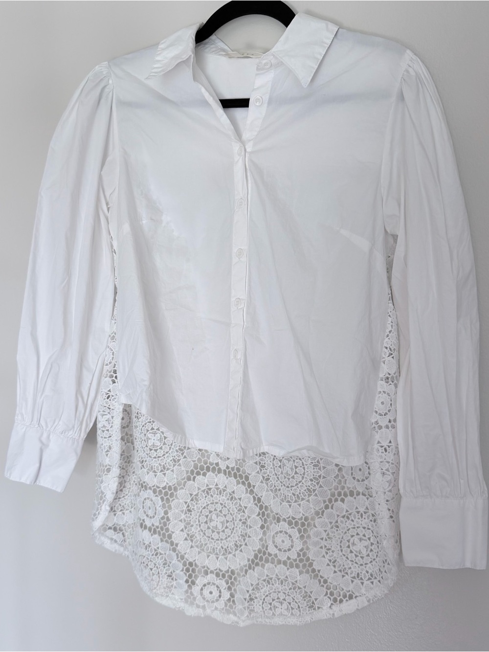 Adiva White Button-Down Shirt with Lace Back